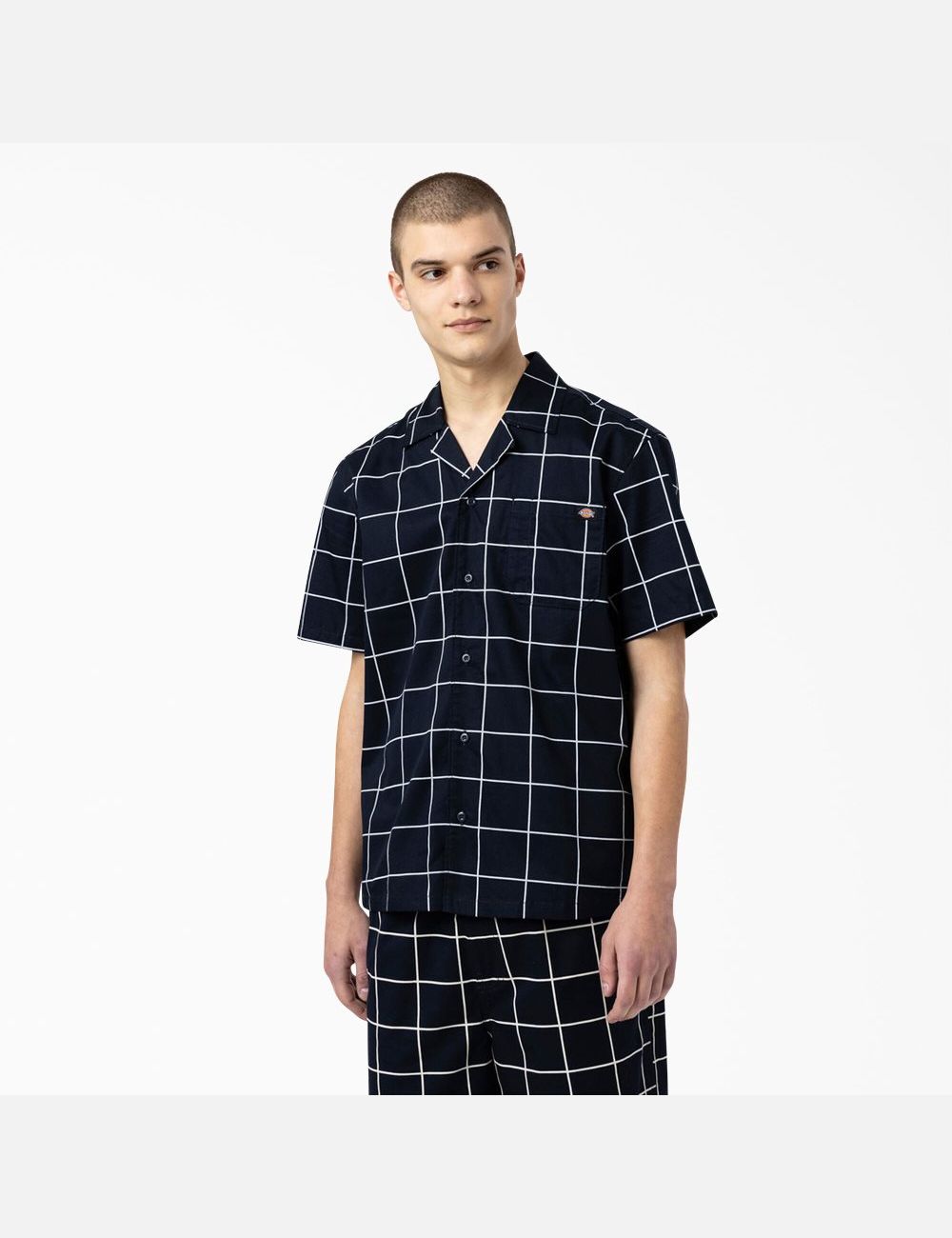 Ink Navy Dickies Skateboarding Summit Short Sleeve Shirt Button Up | 786ARKUDW