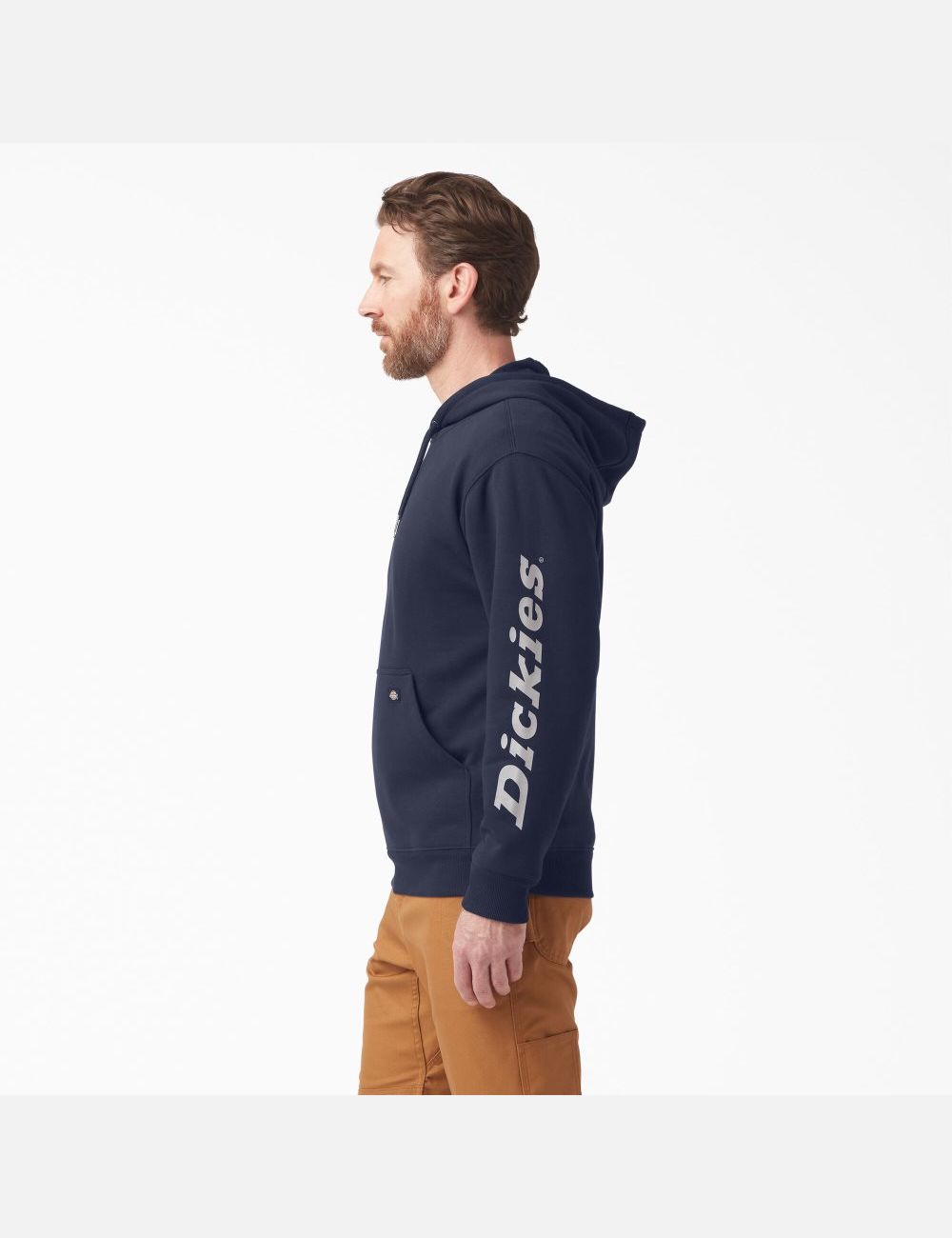 Ink Navy Dickies Water Repellent Logo Sleeve Hoodies | 350QYXLKB