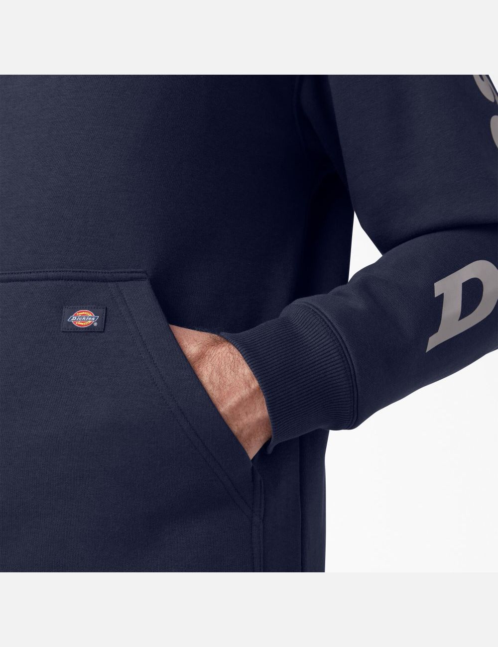 Ink Navy Dickies Water Repellent Logo Sleeve Hoodies | 350QYXLKB