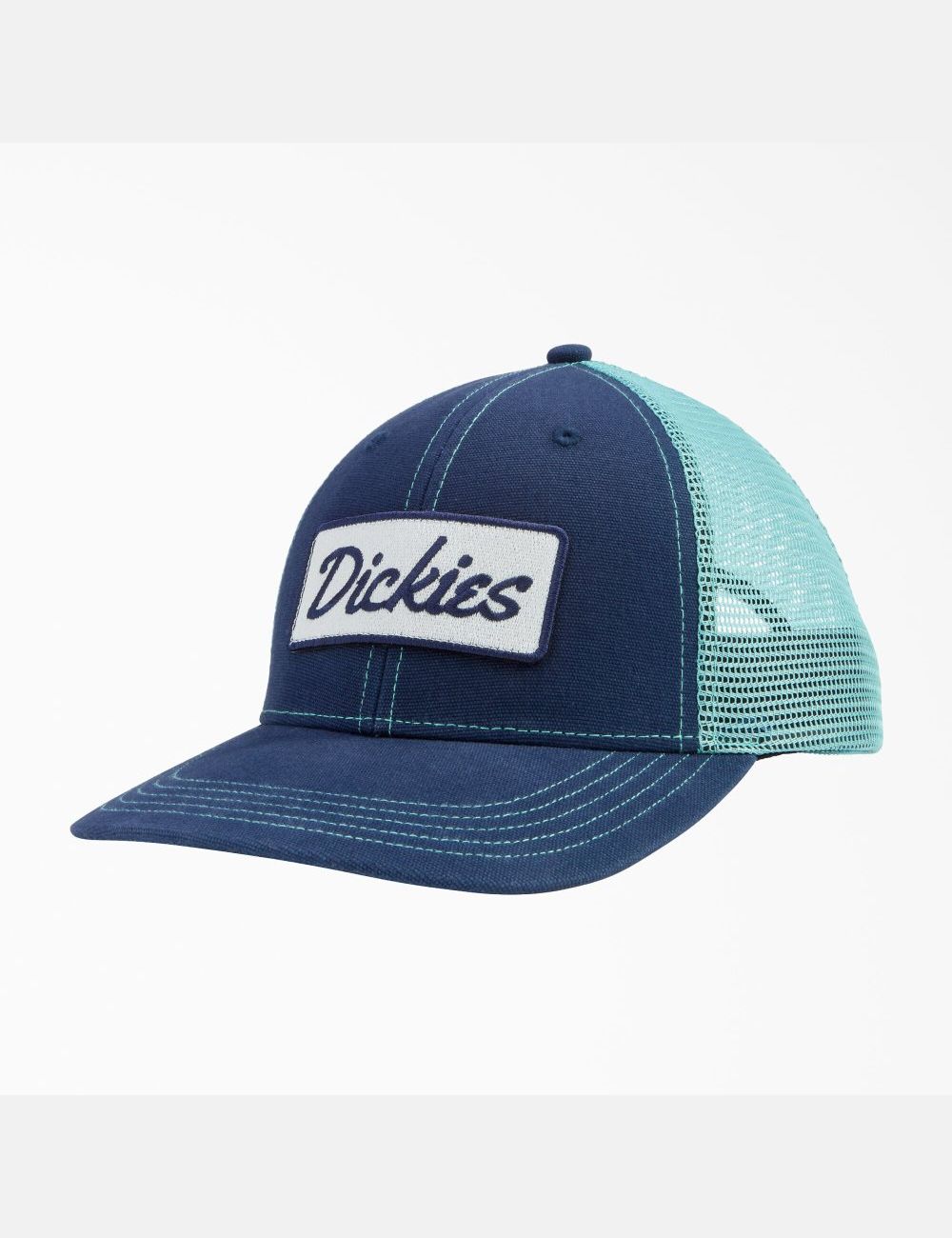 Ink Navy/Porcelain Dickies Patch Logo Trucker Hats | 763KQUOWE