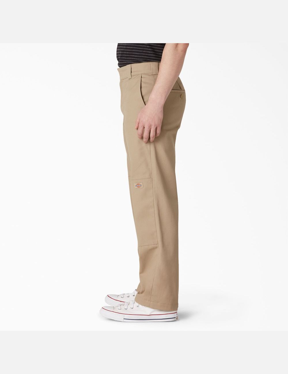 Khaki Dickies Flat Front Double Knee Pants | 740EDVAKB