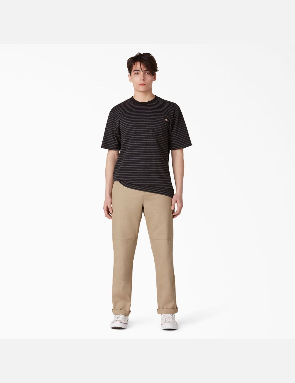 Khaki Dickies Flat Front Double Knee Pants | 740EDVAKB