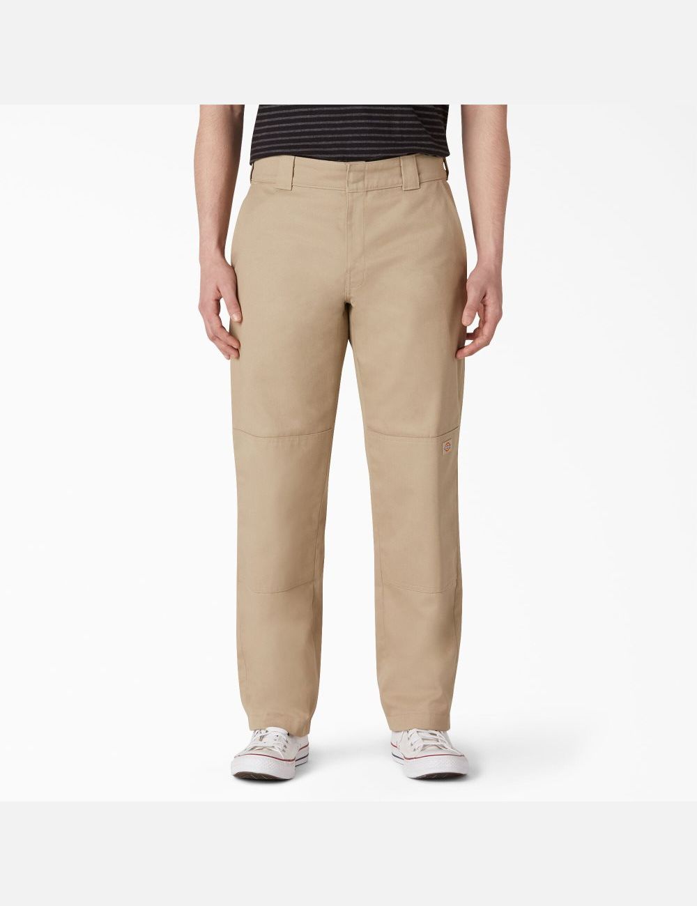 Khaki Dickies Flat Front Double Knee Pants | 740EDVAKB