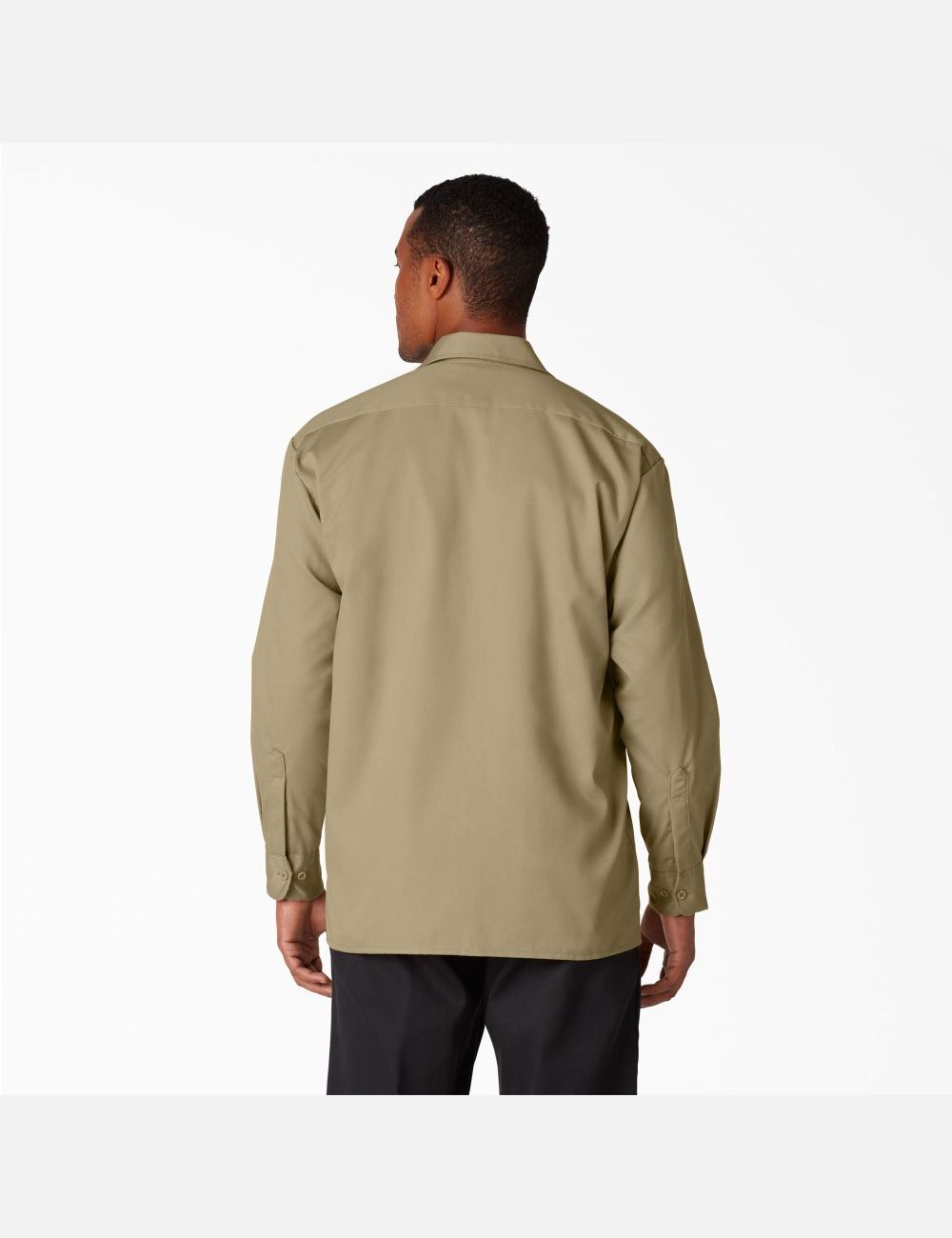 Khaki Dickies Long Sleeve Work Shirts | 894NDWIZY