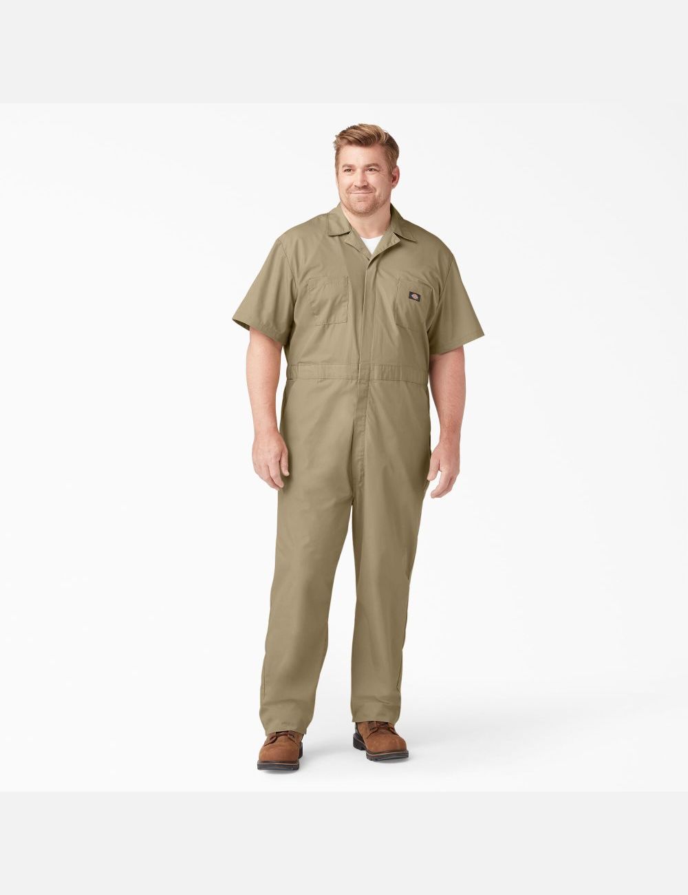 Khaki Dickies Short Sleeve Coveralls | 680RVOFXQ