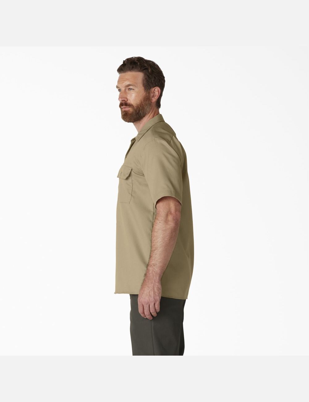 Khaki Dickies Short Sleeve Shirts | 412TKDMBV