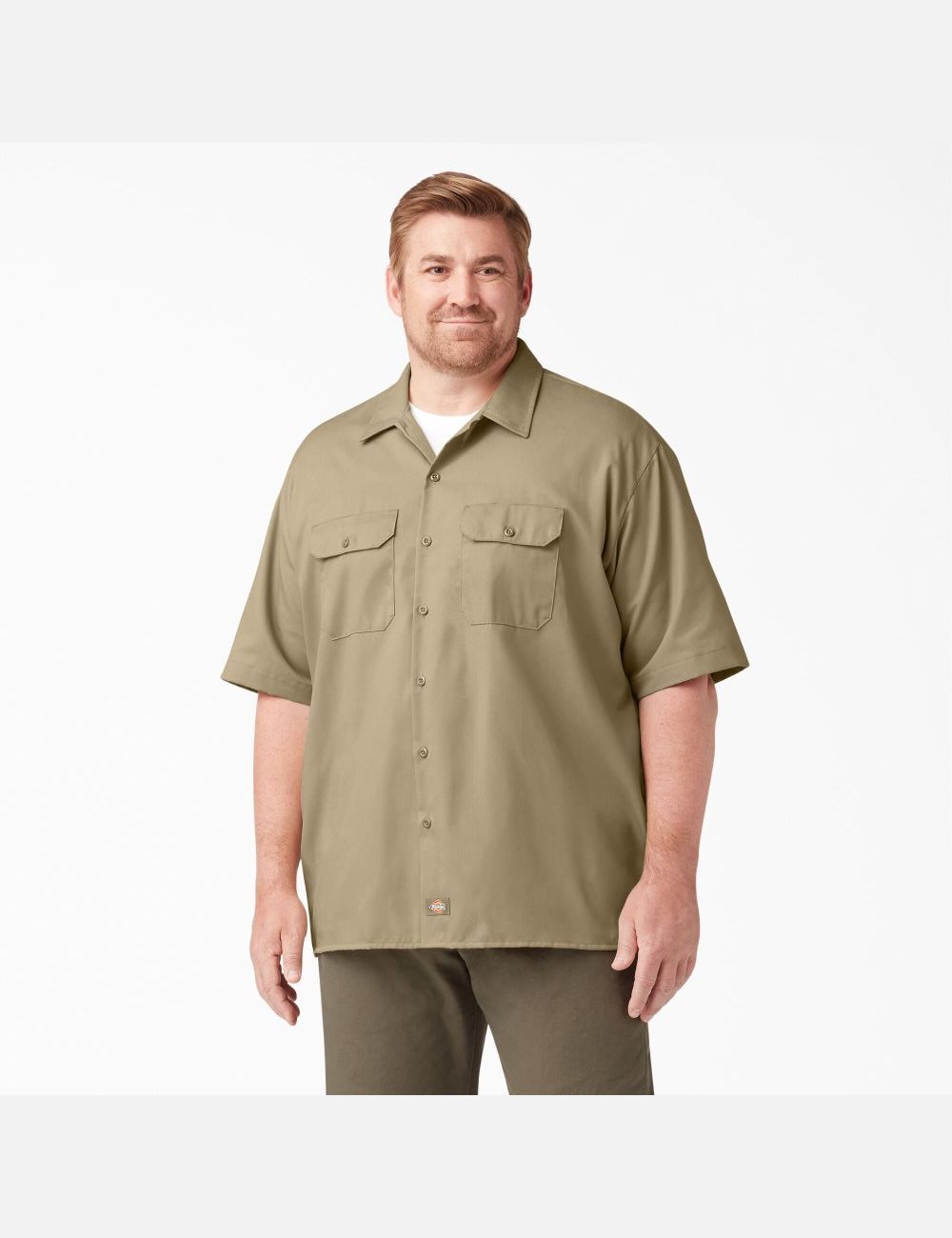 Khaki Dickies Short Sleeve Shirts | 412TKDMBV