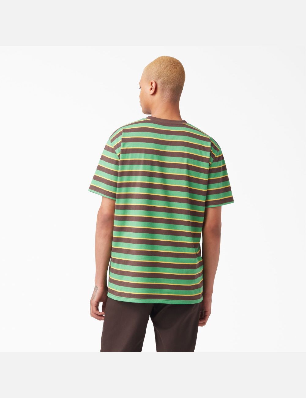 Leaf Green Stripe Dickies Vincent Alvarez Striped T-Shirts | 672IOUEVD