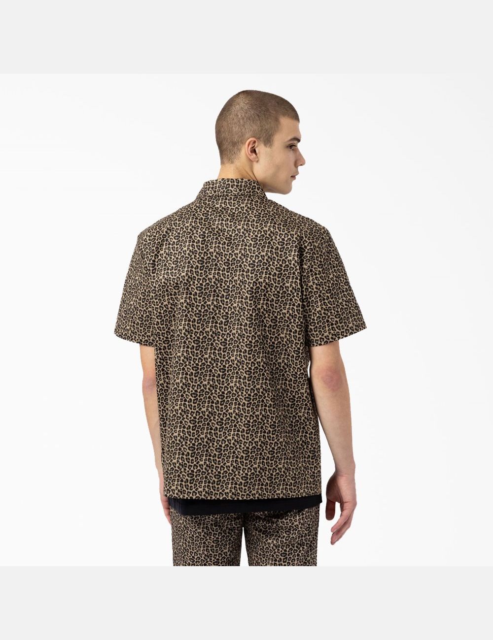 Leopard Print Dickies Silver Firs Short Sleeve Work Shirts | 158RPMIGT