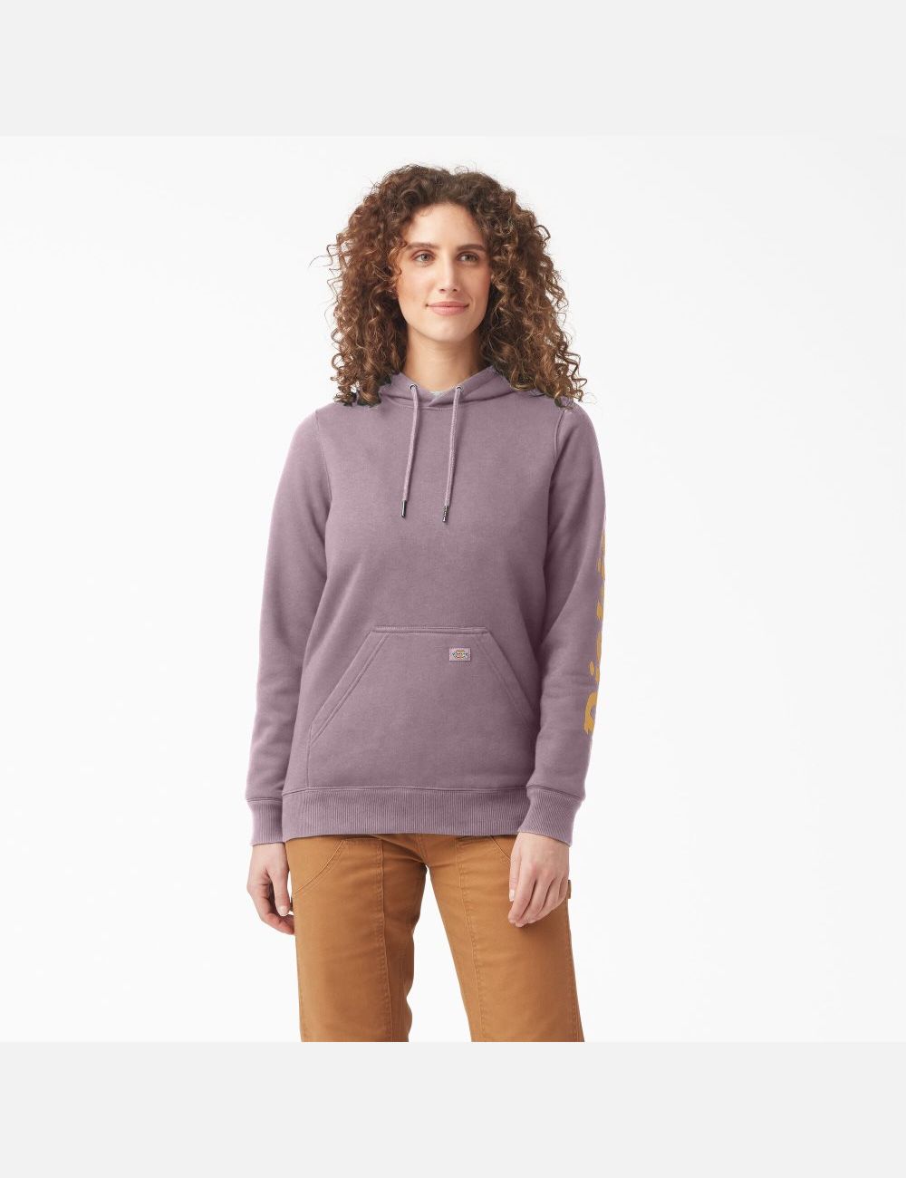 Lilac Dickies Heavyweight Logo Sleeve Hoodies | 371MQTSVO