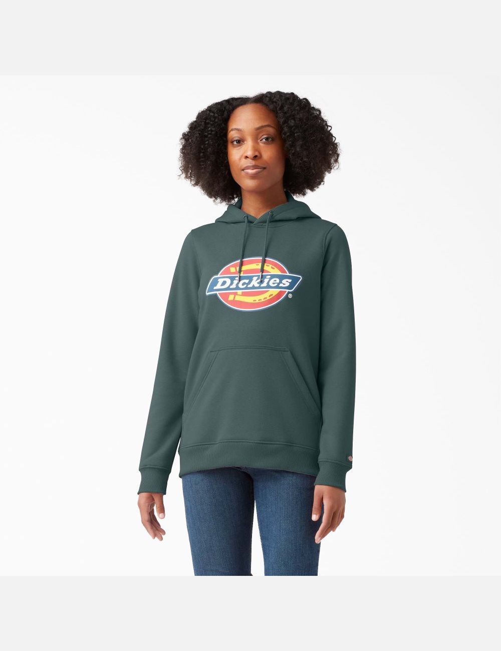 Lincoln Green Dickies Heavyweight Logo Hoodies | 673GPUARO