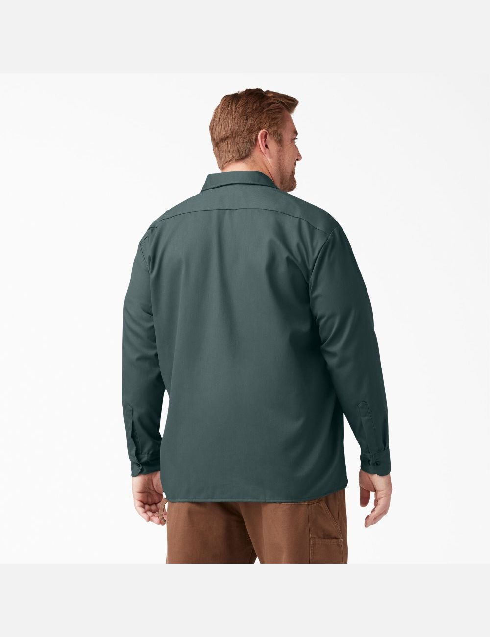 Lincoln Green Dickies Long Sleeve Work Shirts | 410OJFYDH