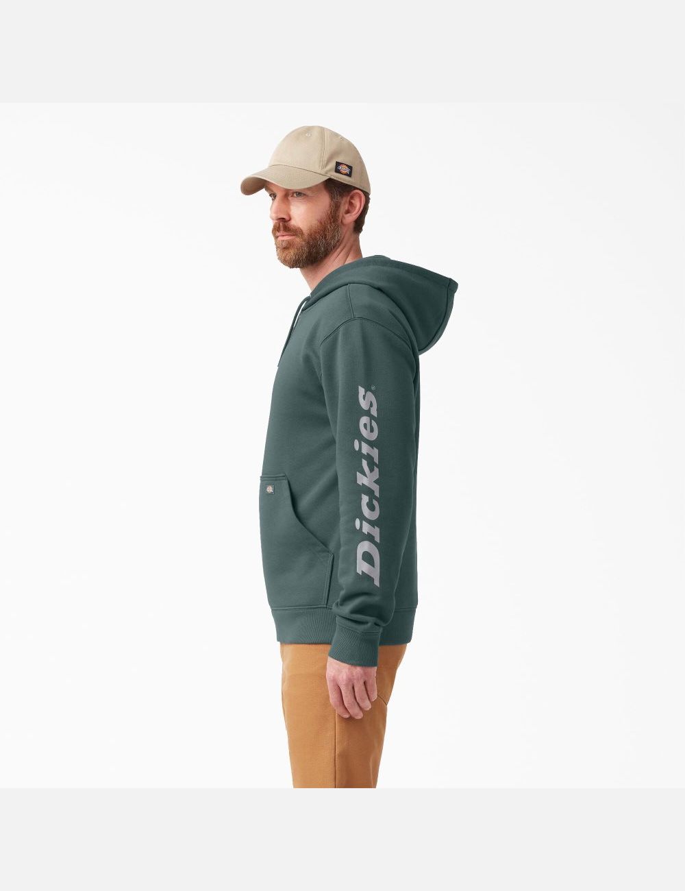 Lincoln Green Dickies Water Repellent Logo Sleeve Hoodies | 827NAIXGM