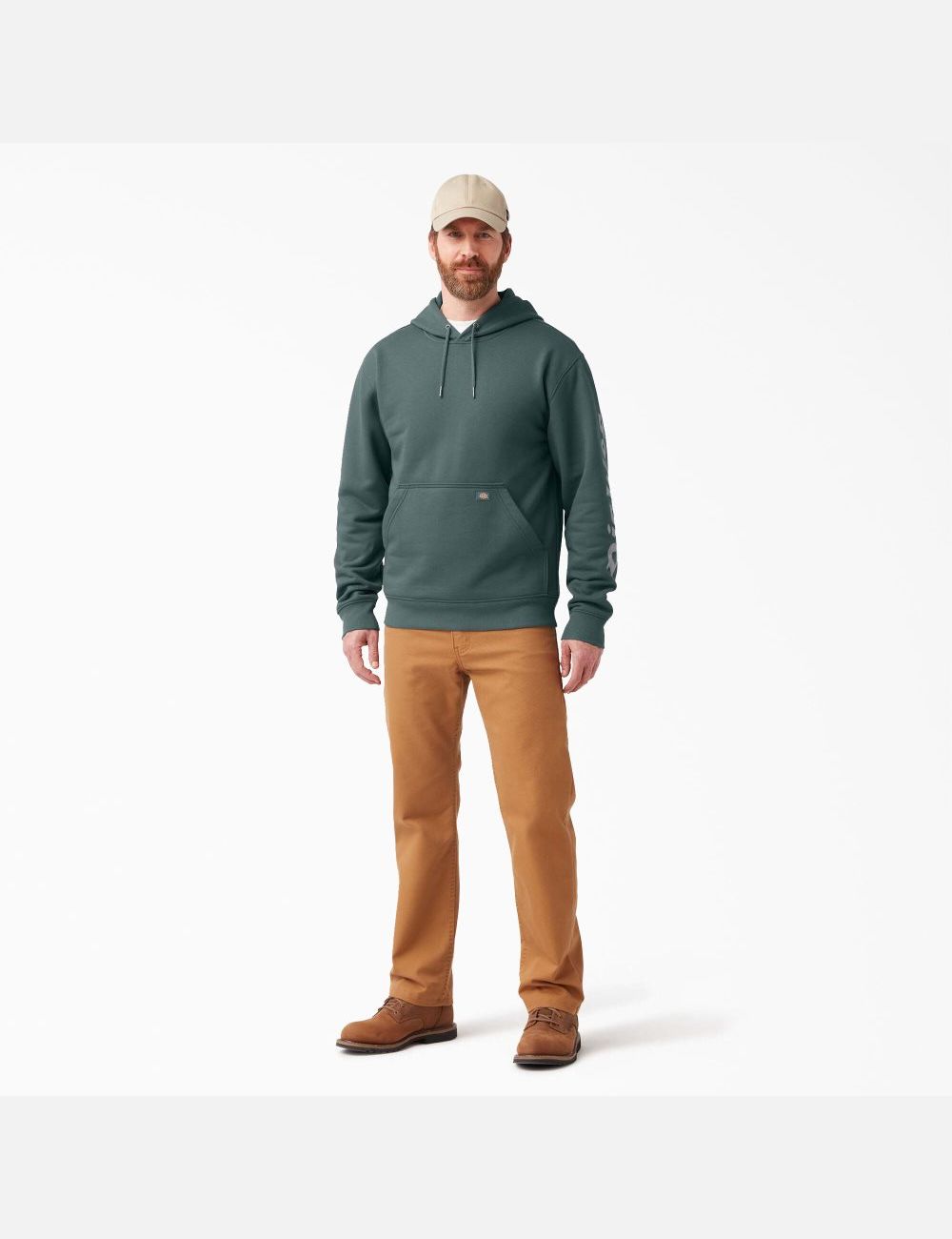 Lincoln Green Dickies Water Repellent Logo Sleeve Hoodies | 827NAIXGM