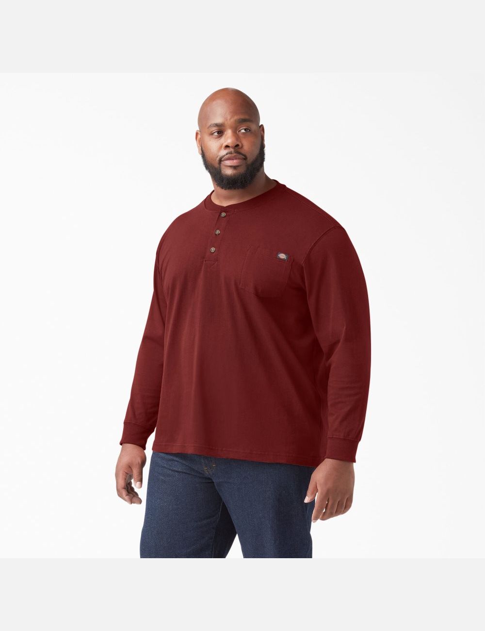 Madder Brown Dickies Long Sleeve Heavyweight Henley T-Shirts | 503AZSRCF