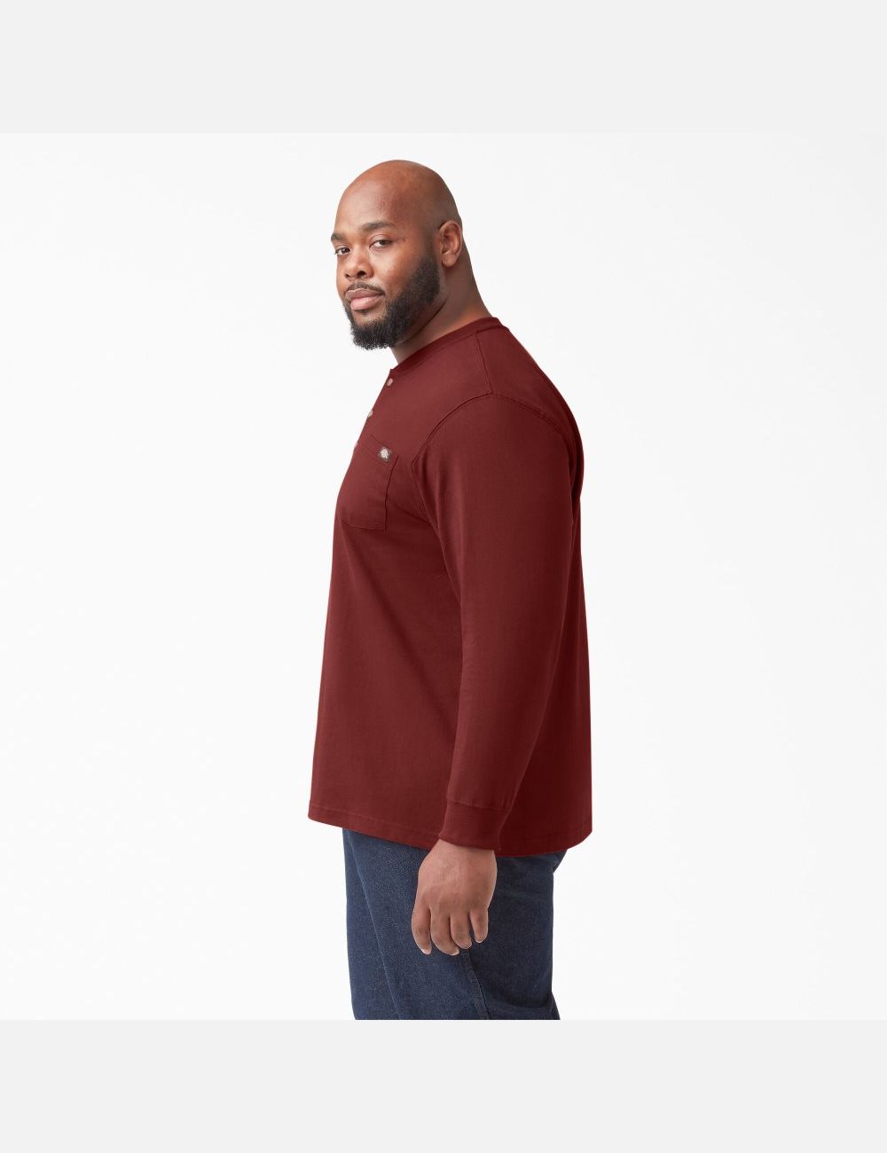 Madder Brown Dickies Long Sleeve Heavyweight Henley T-Shirts | 503AZSRCF