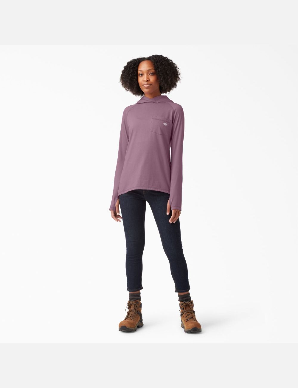 Mauve Shadow Heather Dickies Cooling Performance Sun Shirt | 705TCLQOU