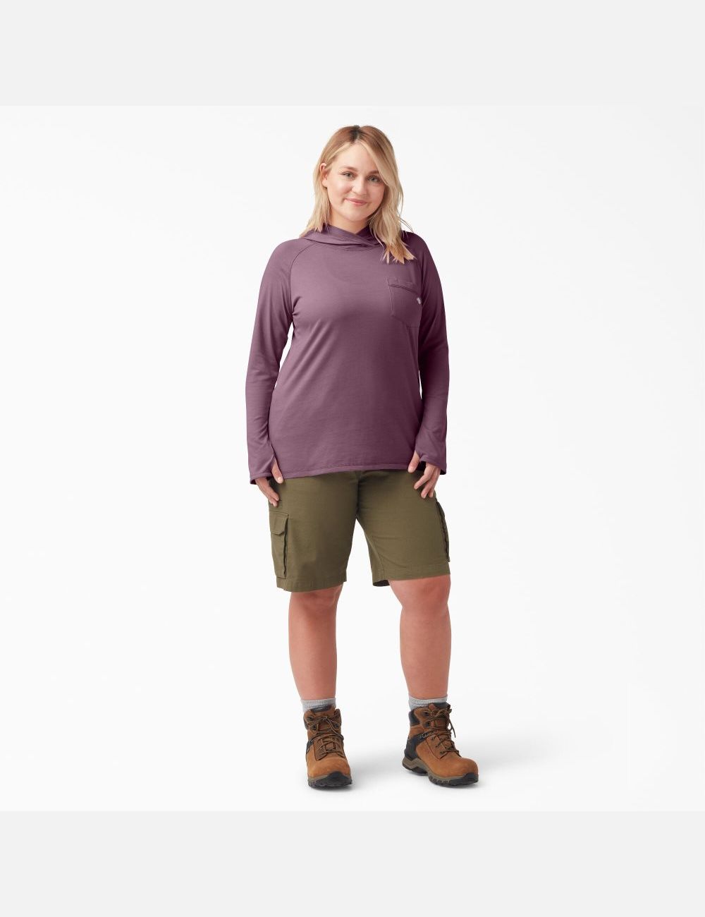 Mauve Shadow Heather Dickies Plus Cooling Performance Tops | 806OYMSEL