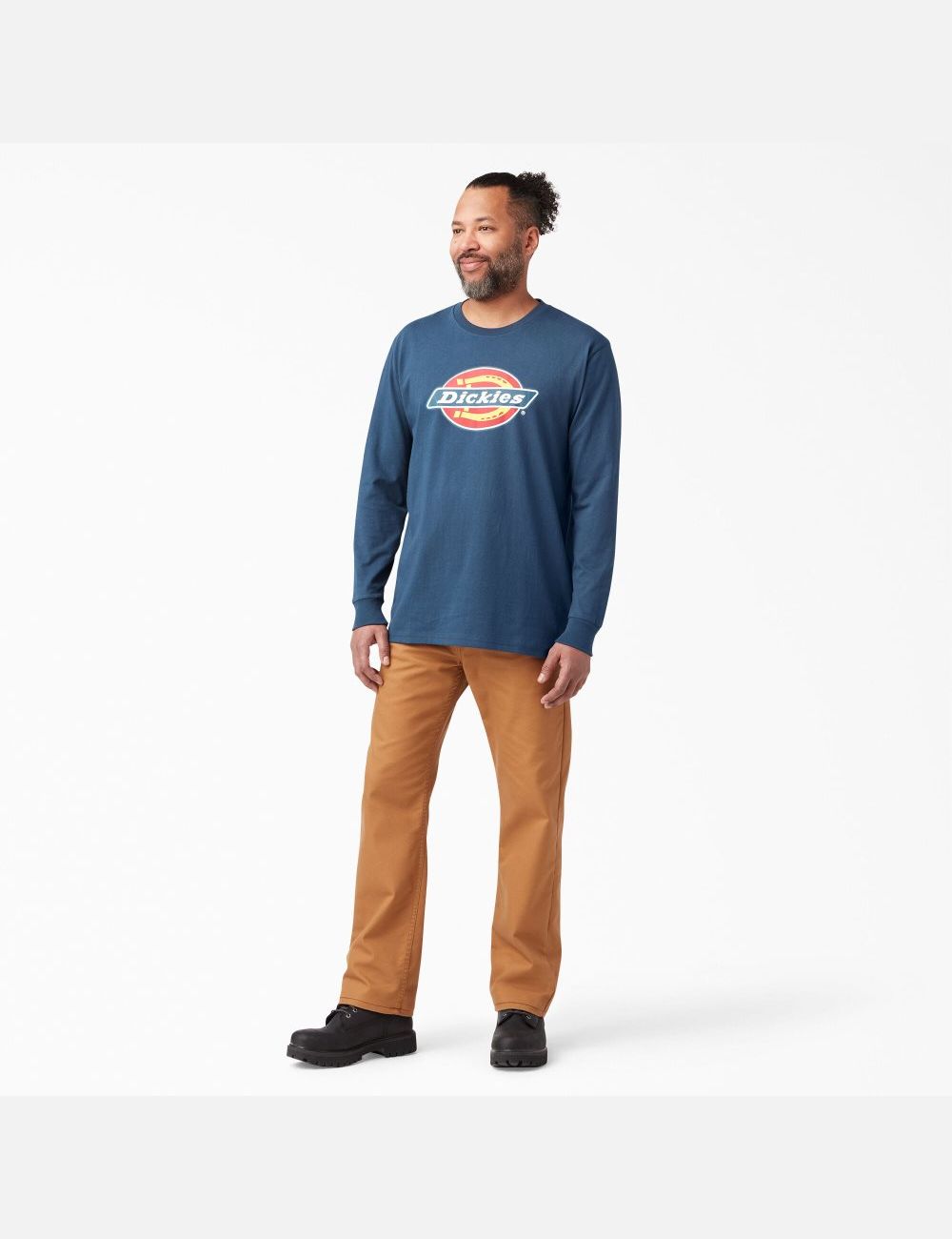 Midnight Blue Dickies Regular Icon Graphic Long Sleeve T-Shirts | 684IAKQUZ