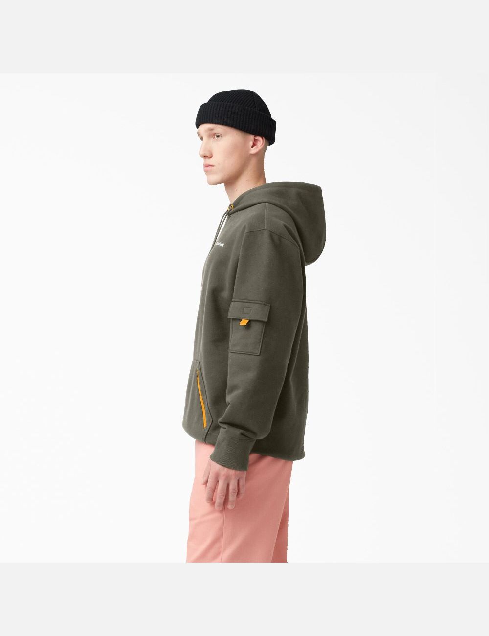 Military Green Dickies Fleece Cargo Hoodies | 468SMNQKB