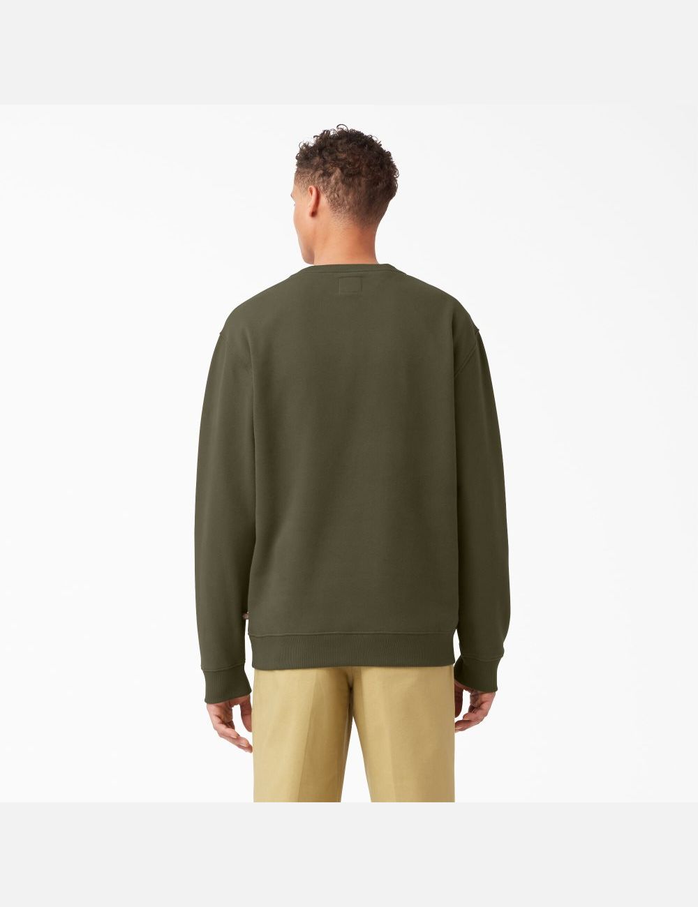 Military Green Dickies Fleece Graphic Sweatshirts | 739ANQDGB