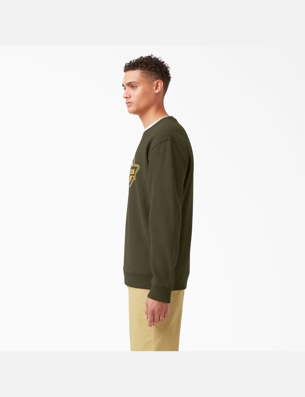 Military Green Dickies Fleece Graphic Sweatshirts | 739ANQDGB