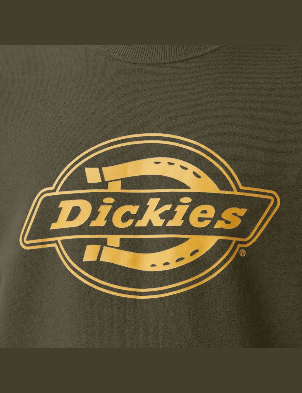 Military Green Dickies Fleece Graphic Sweatshirts | 739ANQDGB