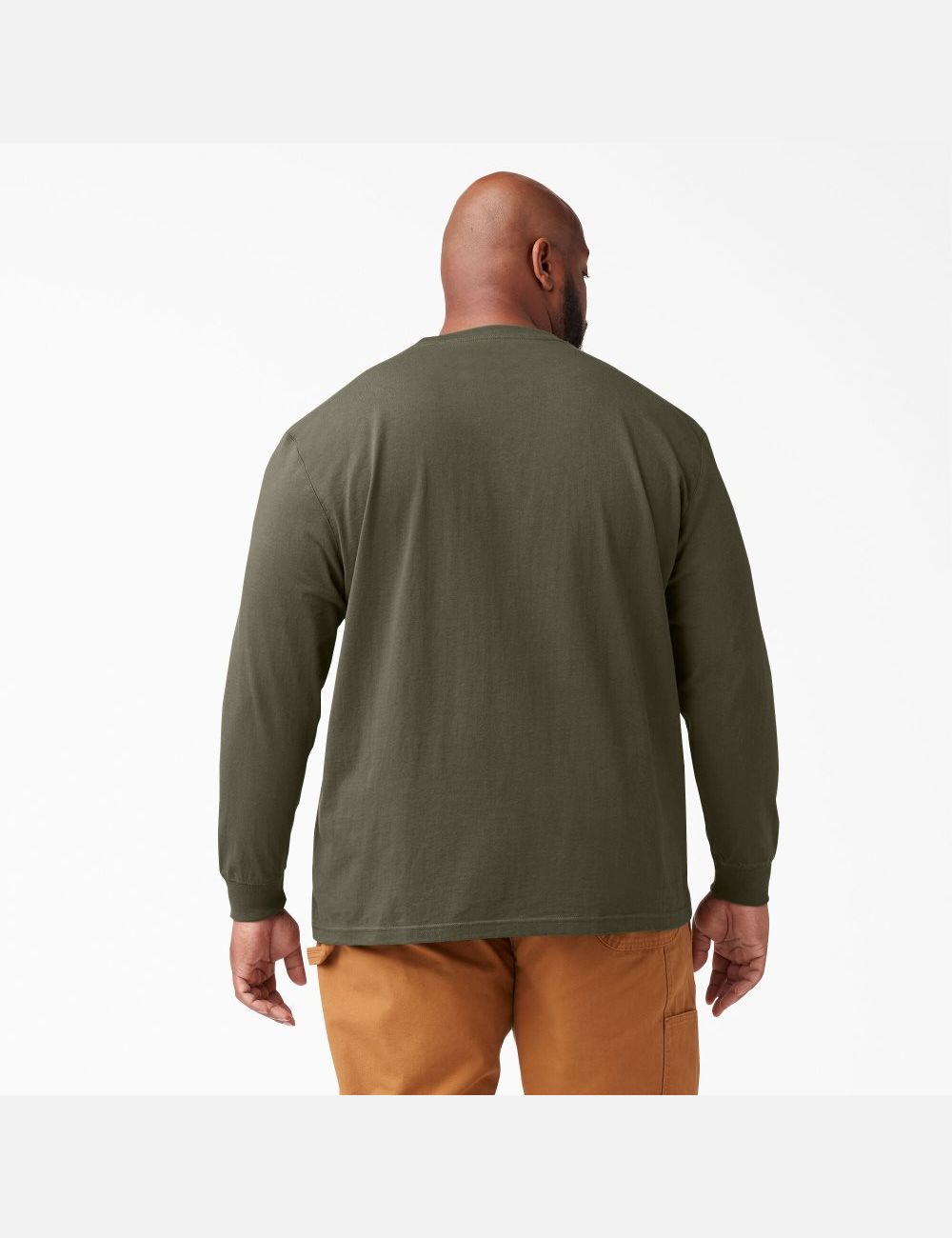 Military Green Dickies Heavyweight Crew Neck Long Sleeve T-Shirts | 382UDTYAJ