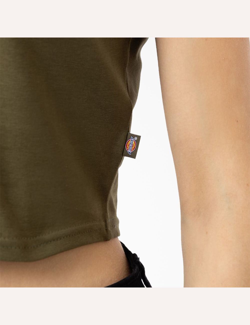 Military Green Dickies Maple Valley T-Shirt Cropped Tops | 213OYQGKI