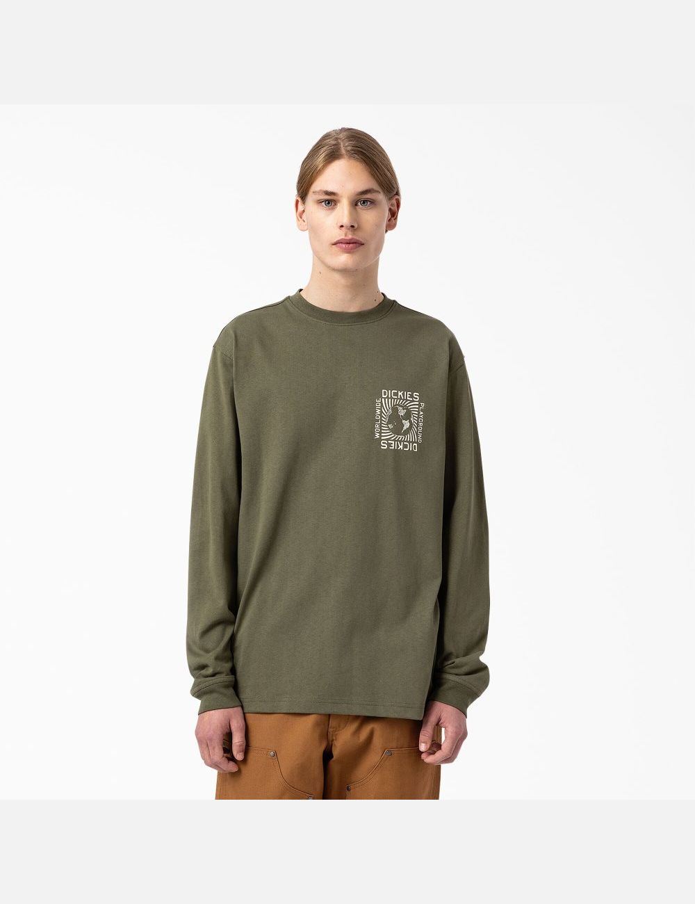 Military Green Dickies Marbury Long Sleeve T-Shirts | 148HAGENP