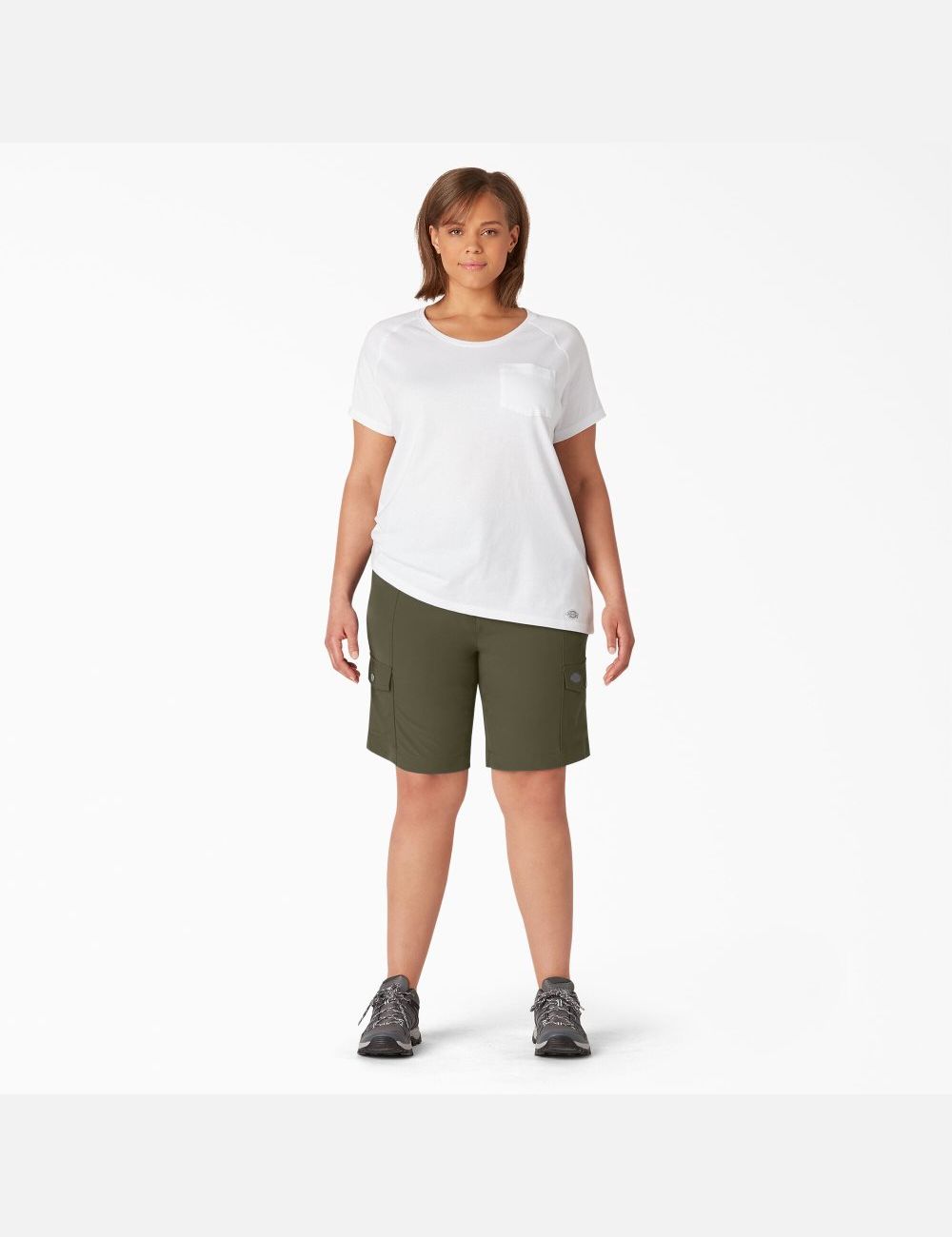 Military Green Dickies Plus Cooling Cargo Shorts | 295GNBFTJ