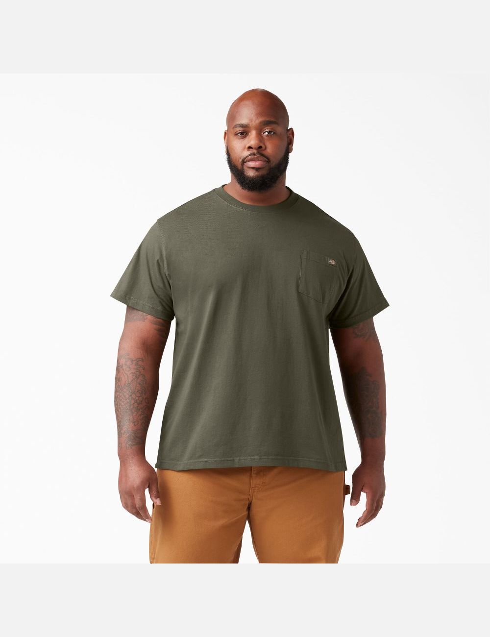 Military Green Dickies Short Sleeve Heavyweight Shirts | 196QDOSVW