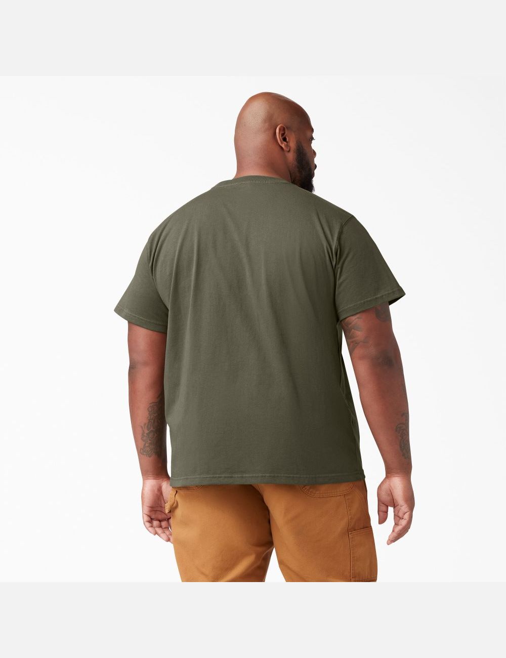 Military Green Dickies Short Sleeve Heavyweight Shirts | 196QDOSVW