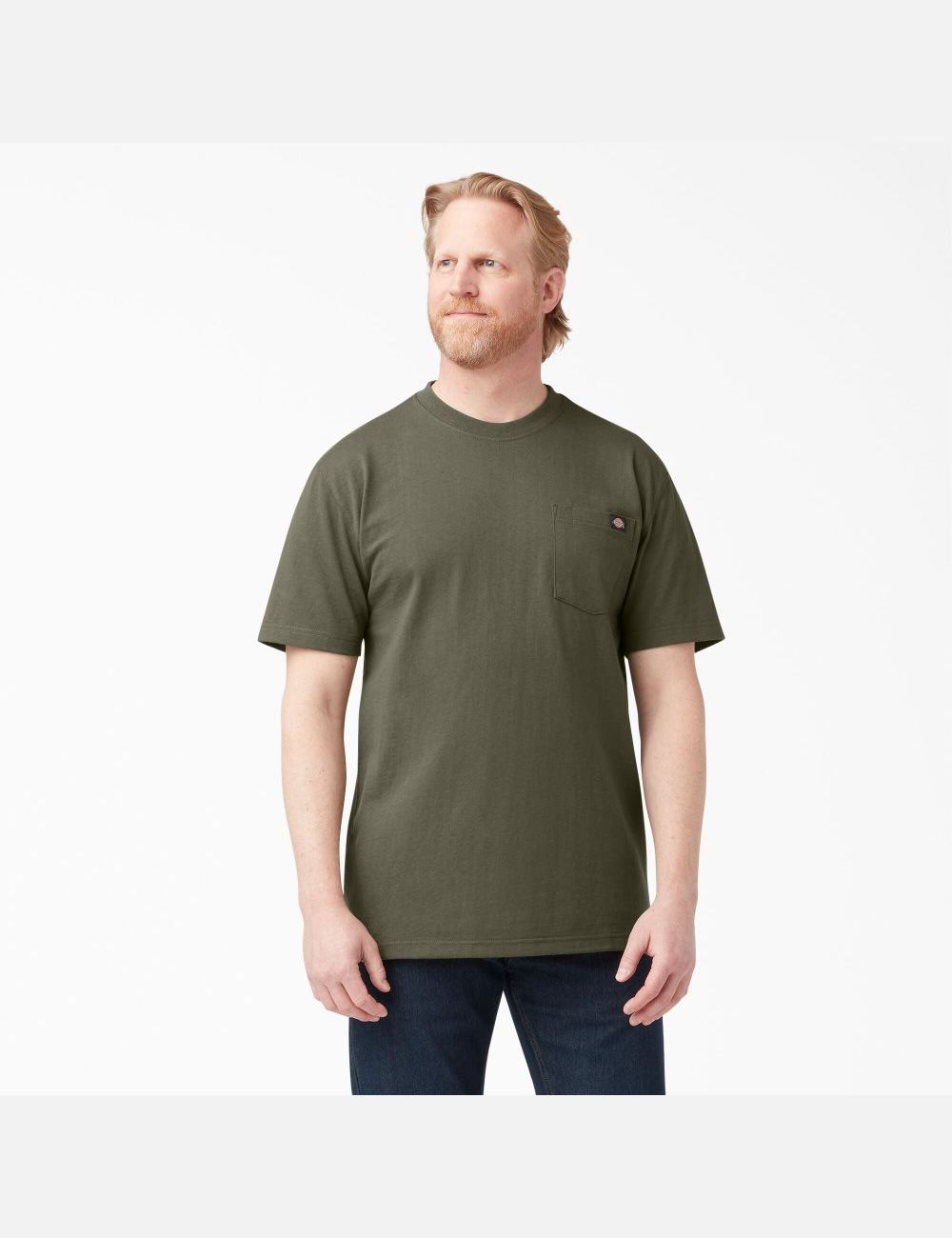 Military Green Dickies Short Sleeve Heavyweight Shirts | 196QDOSVW