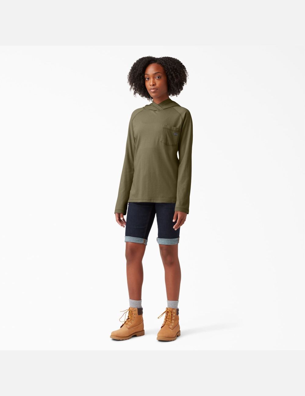 Military Green Heather Dickies Cooling Performance Sun Shirt | 420JPVHCE