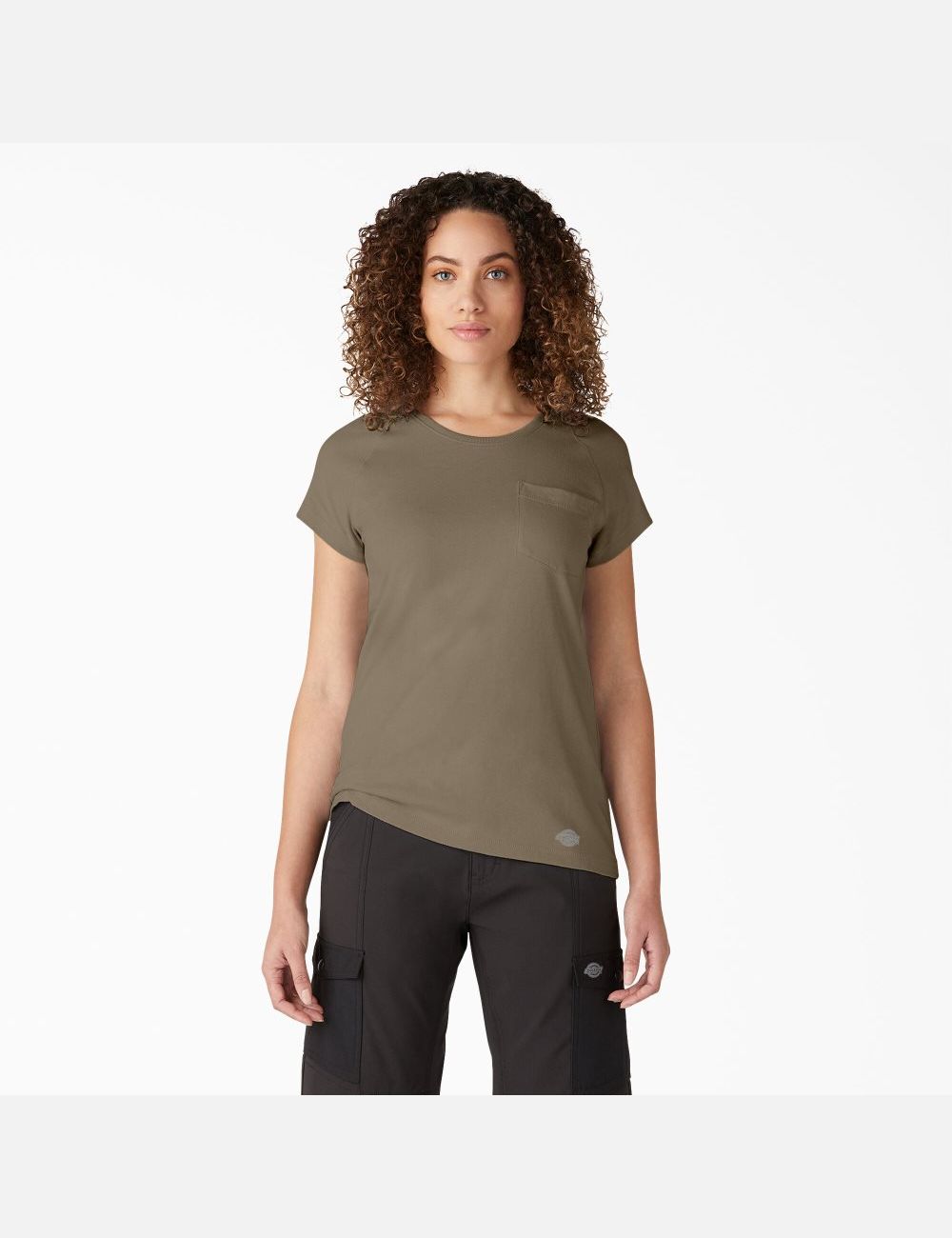 Military Green Heather Dickies Cooling Short Sleeve T-Shirts | 965WQEPVB