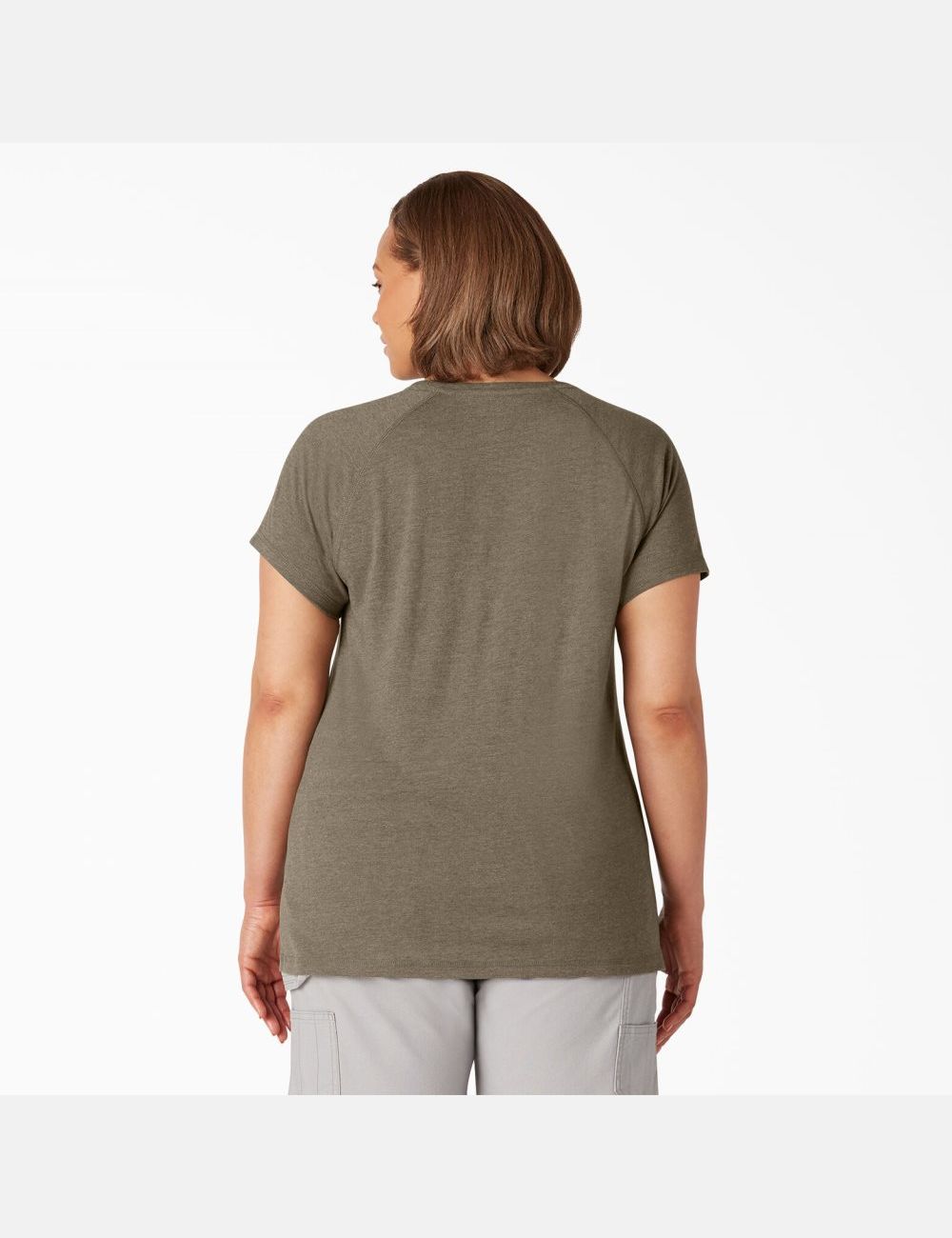 Military Green Heather Dickies Plus Cooling Short Sleeve T-Shirts | 015HDJKVY