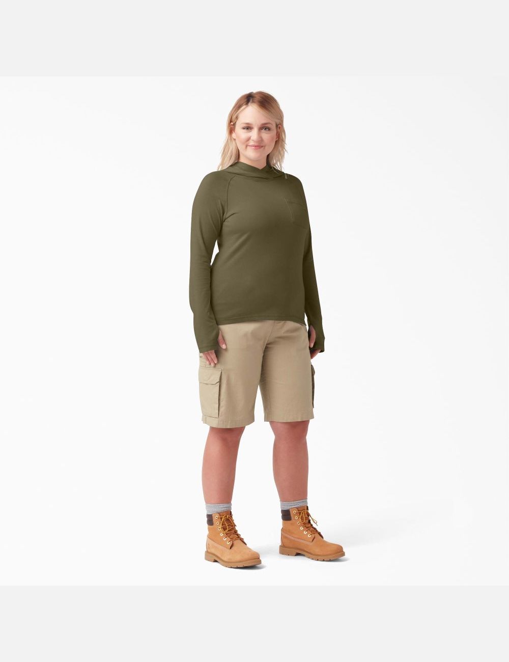 Military Green Heather Dickies Plus Cooling Performance Tops | 217SPQHYG