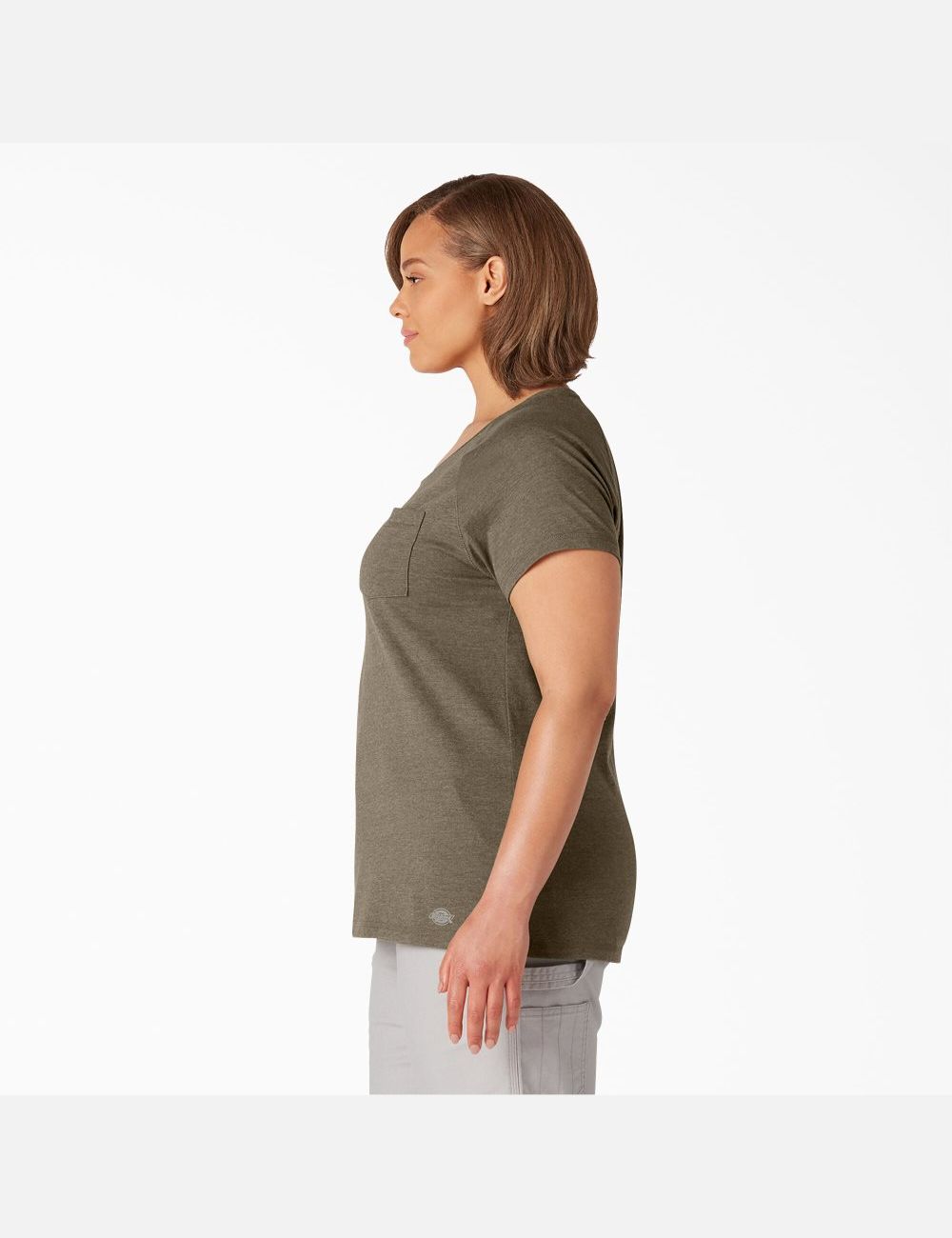 Military Green Heather Dickies Plus Cooling Short Sleeve Tops | 694YMHGOT