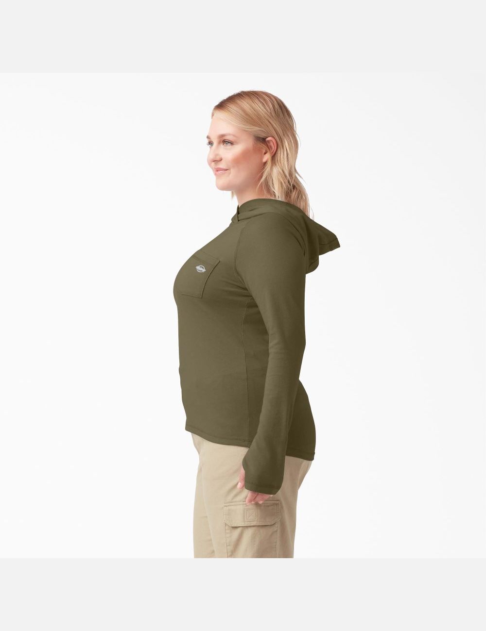 Military Green Heather Dickies Plus Cooling Performance Sun Shirt | 746GJFKCL