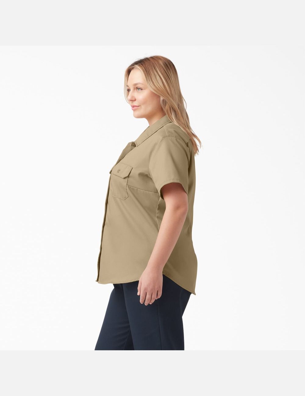 Military Khaki Dickies Plus Original 574 Work Shirts | 295RAQNZD