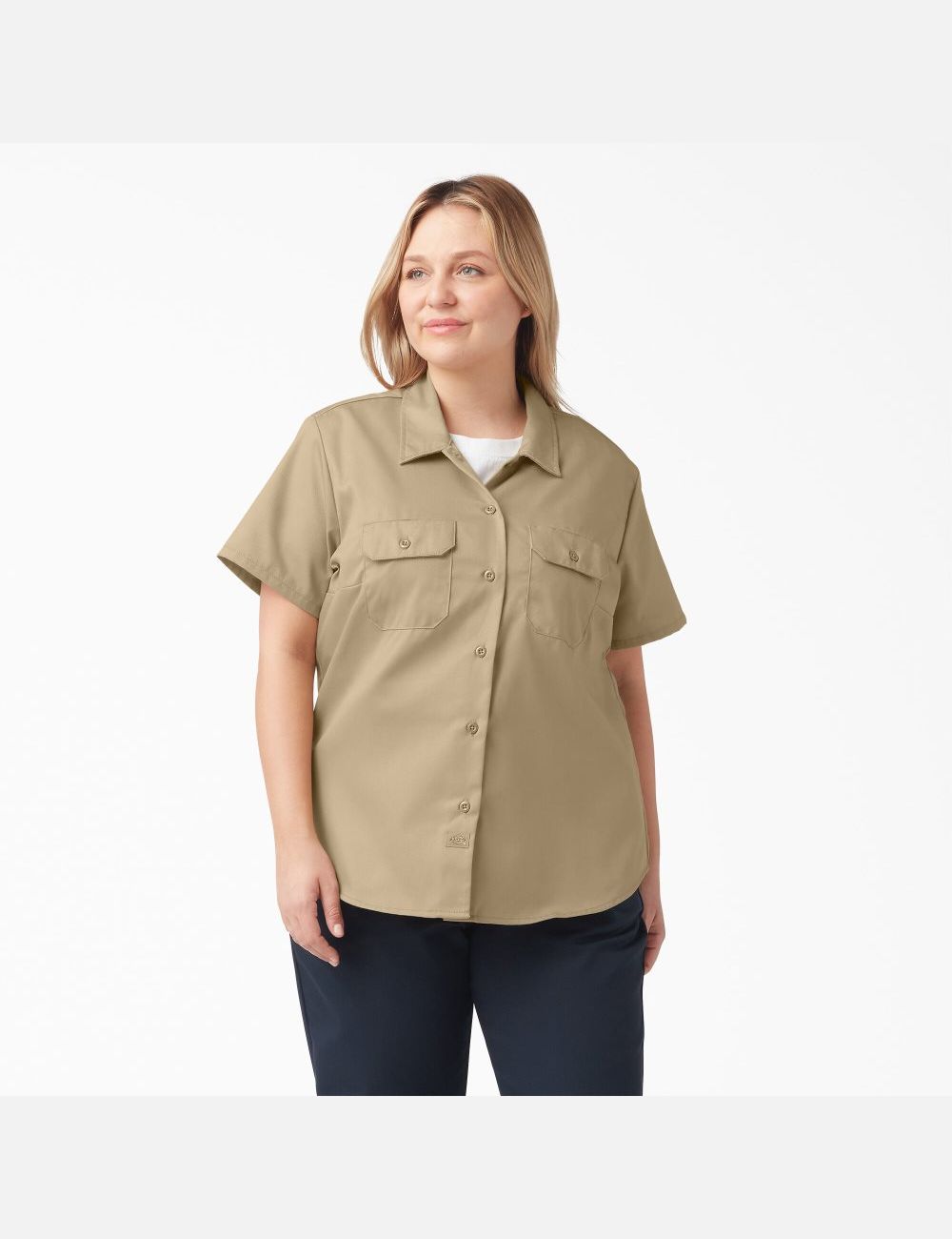 Military Khaki Dickies Plus Original 574 Work Shirts | 295RAQNZD