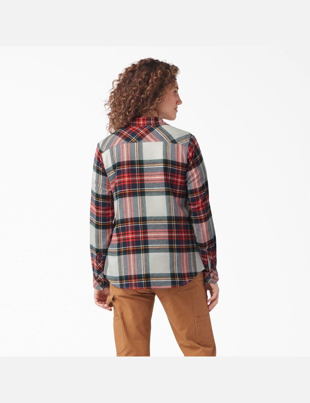 Molten Lava Highland Plaid Dickies Plaid Flannel Long Sleeve Shirt Button Up | 768LBYQNE