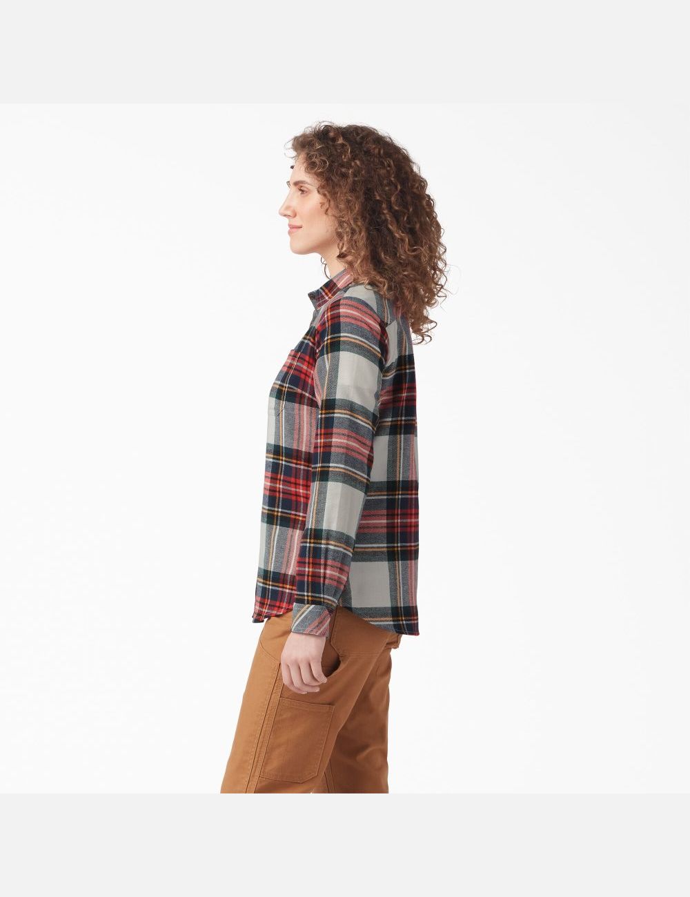 Molten Lava Highland Plaid Dickies Plaid Flannel Long Sleeve Shirt Button Up | 768LBYQNE