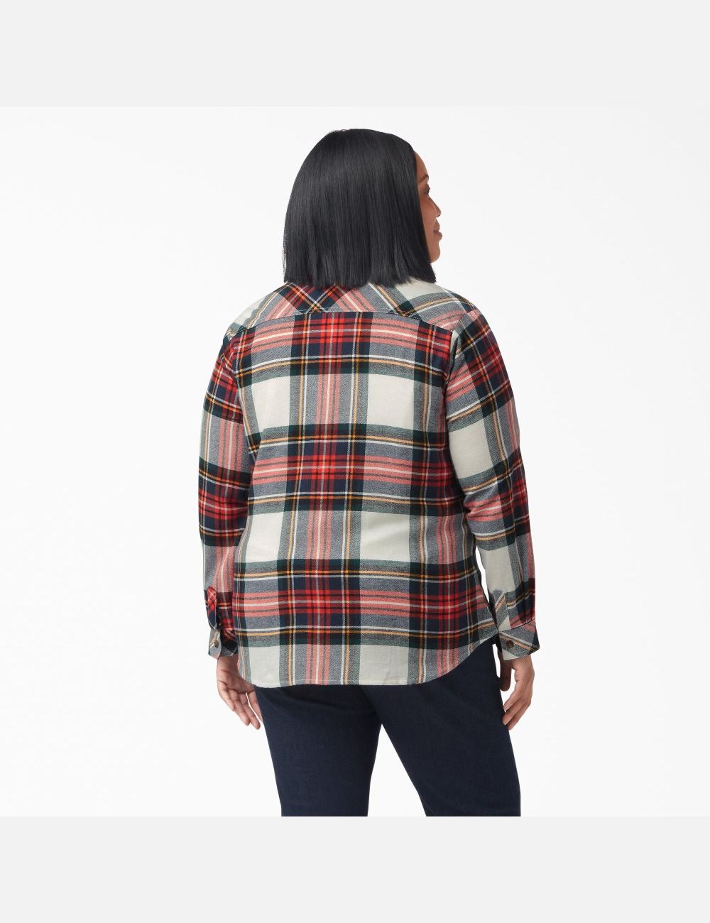 Molten Lava Highland Plaid Dickies Plus Size Long Sleeve Plaid Flannel Shirt Button Up | 208MUQKWR