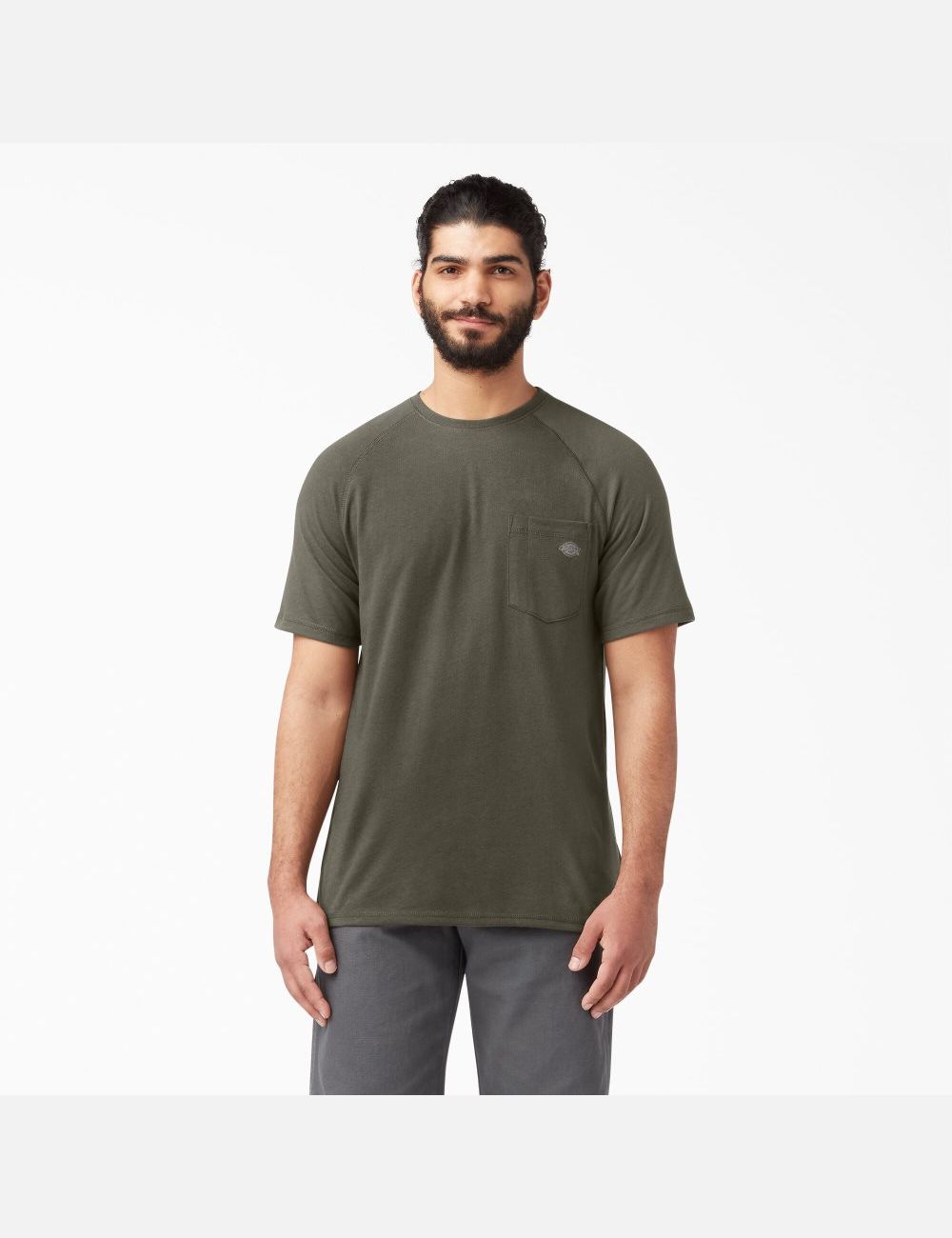 Moss Green Dickies Cooling Short Sleeve T-Shirts | 809JCWUMS