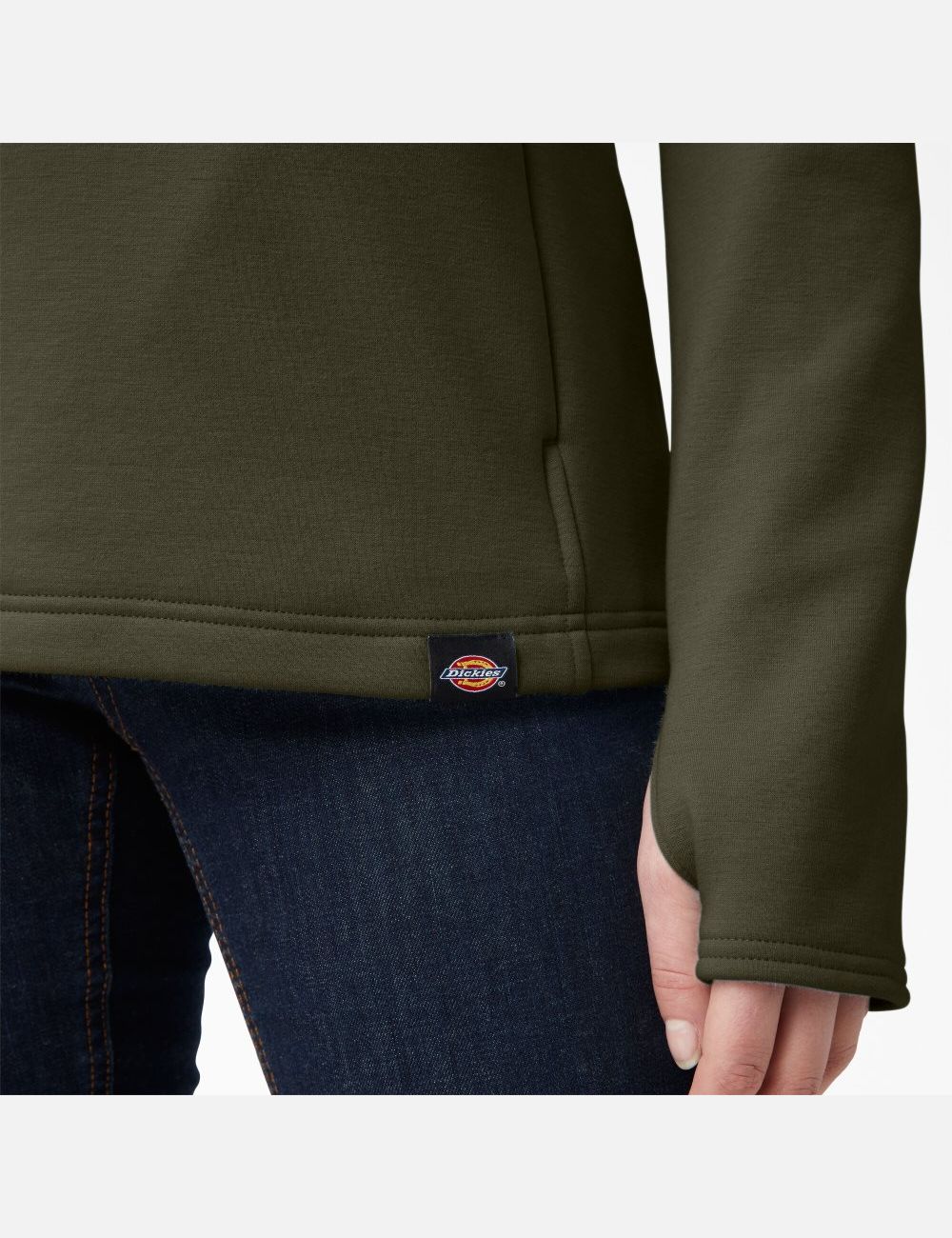 Moss Green Dickies DuraTech Maverick Half-Snap Fleece Sweatshirts | 738WKOLCU