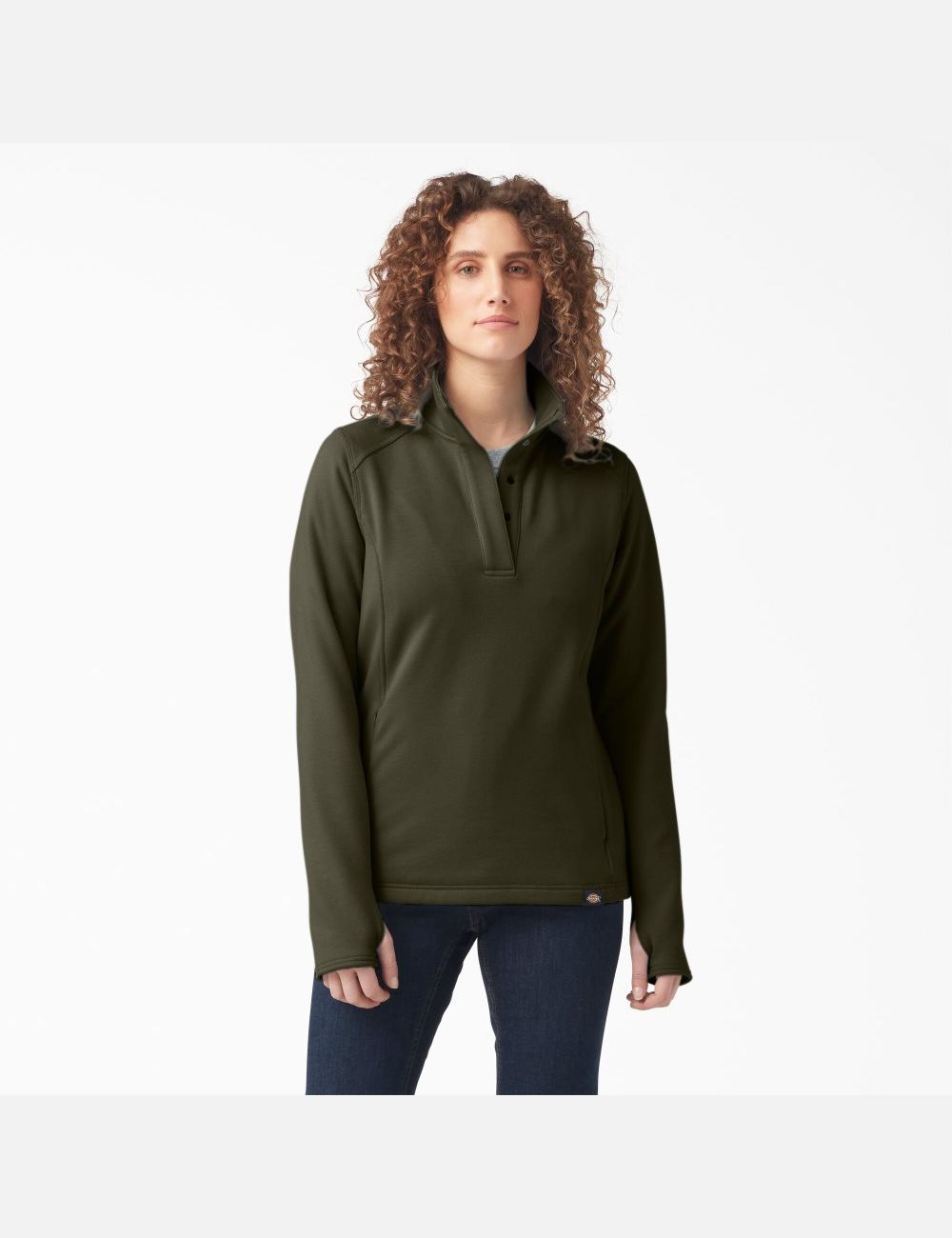 Moss Green Dickies DuraTech Maverick Half-Snap Fleece Sweatshirts | 738WKOLCU