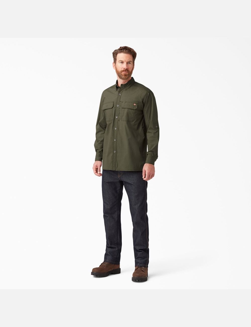 Moss Green Dickies DuraTech Ranger Ripstop Work Shirts | 457CBWHGX