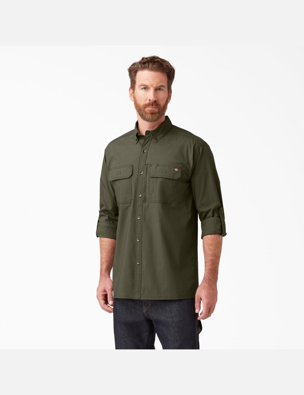 Moss Green Dickies DuraTech Ranger Ripstop Work Shirts | 457CBWHGX